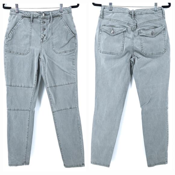Mossimo Women Lt Gray Green Moto Button Fly Flap Pocket Super Stretch Jegging 10 - Picture 1 of 11